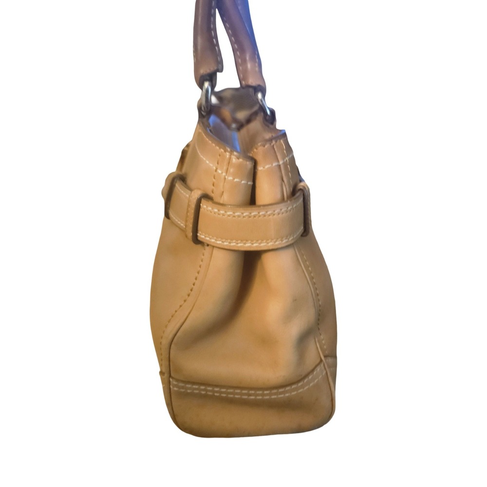 Coach Hamptons Tan Leather Satchel Bag F08A70 Silver Hardware Vintage Y2K - Picture 8 of 10